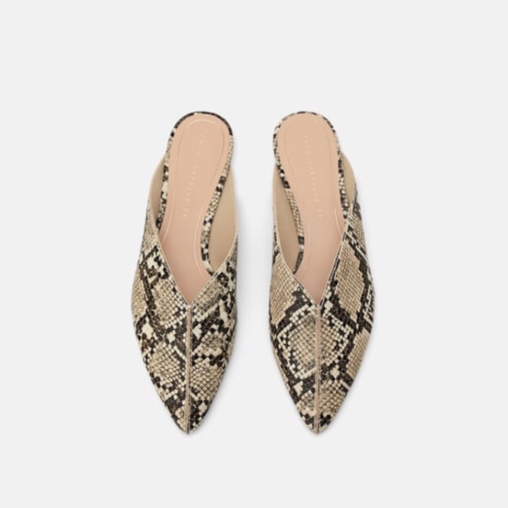 Zara- Low cut snake print mules size 36/6- *NEW*